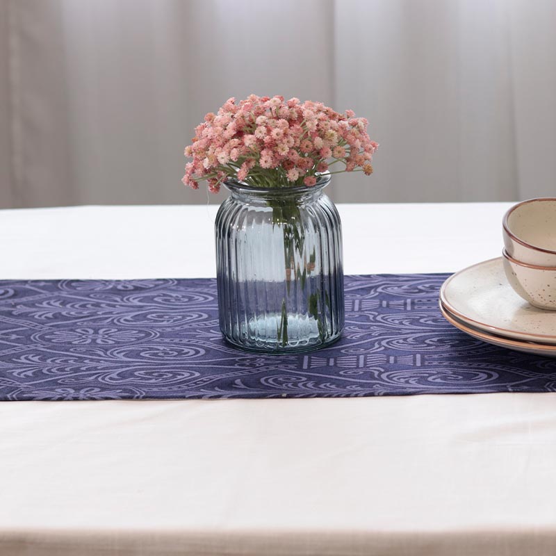 Blue Patterned Cotton Table Runner Set of 3