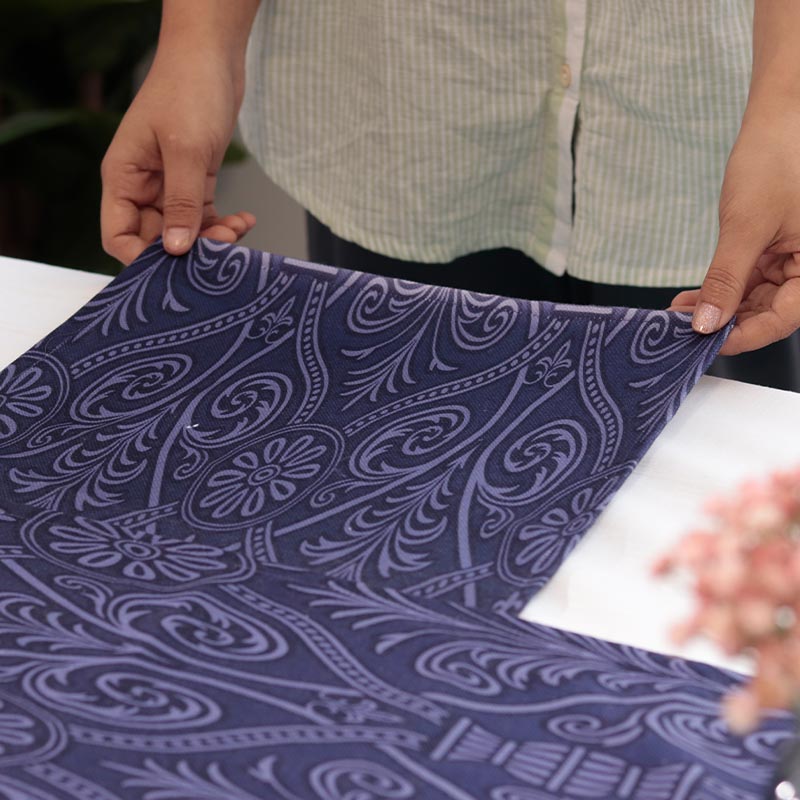 Blue Patterned Cotton Table Runner Set of 3
