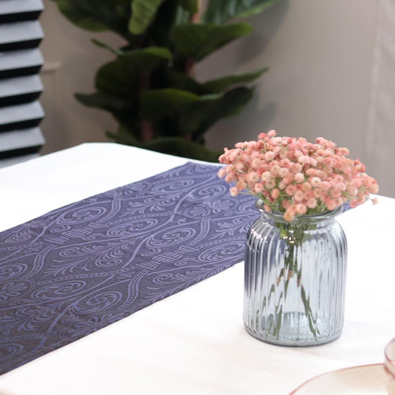 Blue Patterned Cotton Table Runner Set of 3