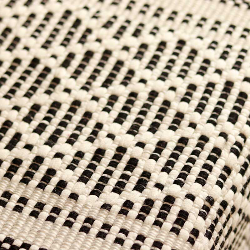 Handwoven Black & White Diamond Pattern Table Runner with Tassels | 72 x 12 inches