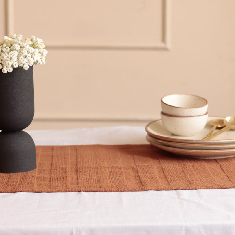 Rust Cotton Textured Table Runner | 72 x 12 inches