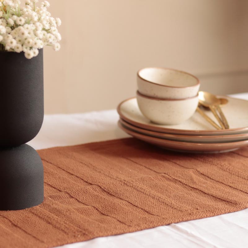 Rust Cotton Textured Table Runner | 72 x 12 inches