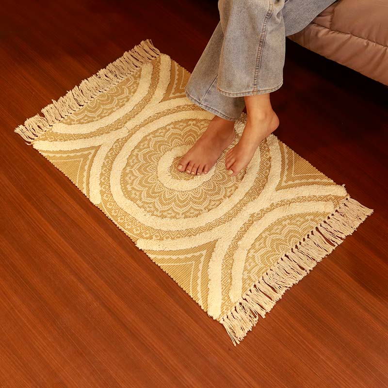 Yellow Tufted Accent Floor Runner