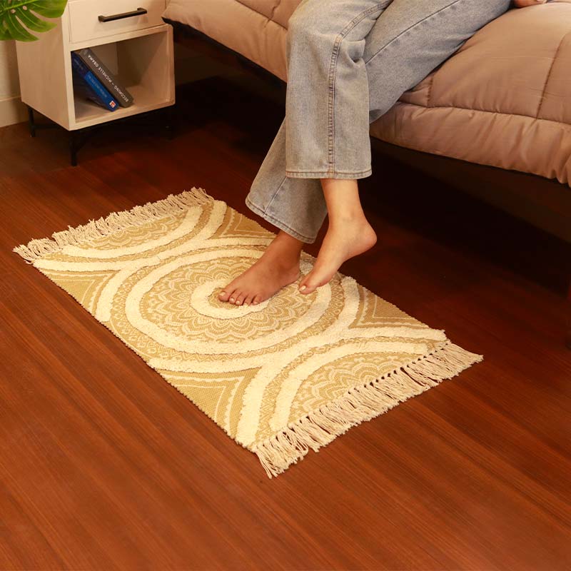 Yellow Tufted Accent Floor Runner
