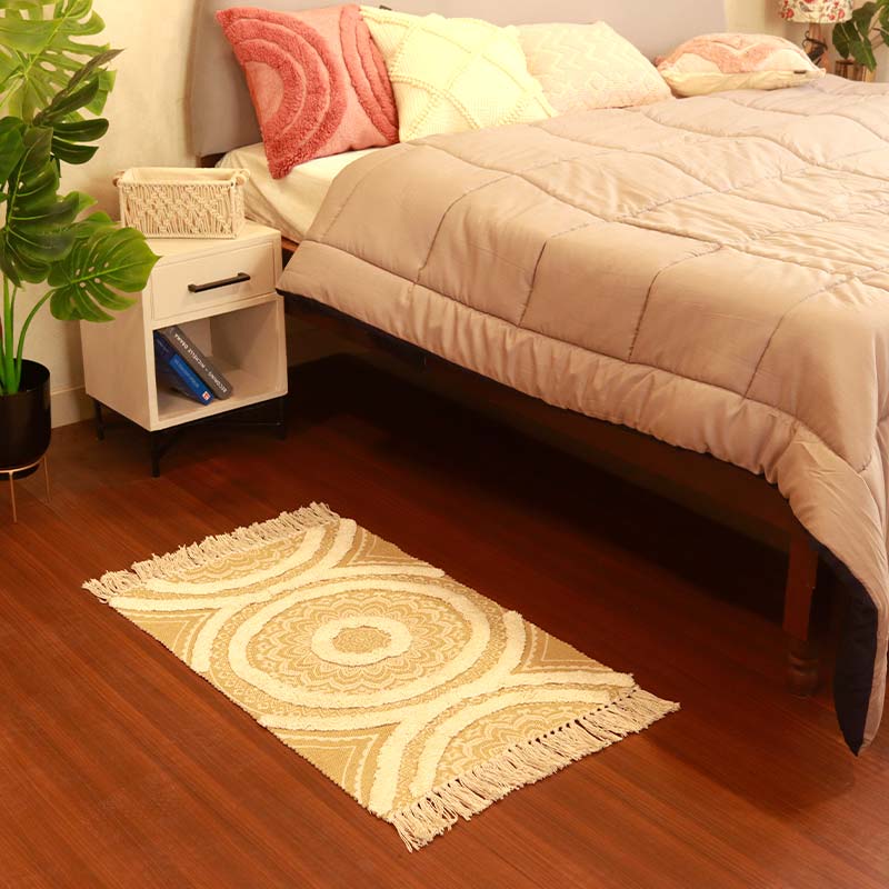 Yellow Tufted Accent Floor Runner