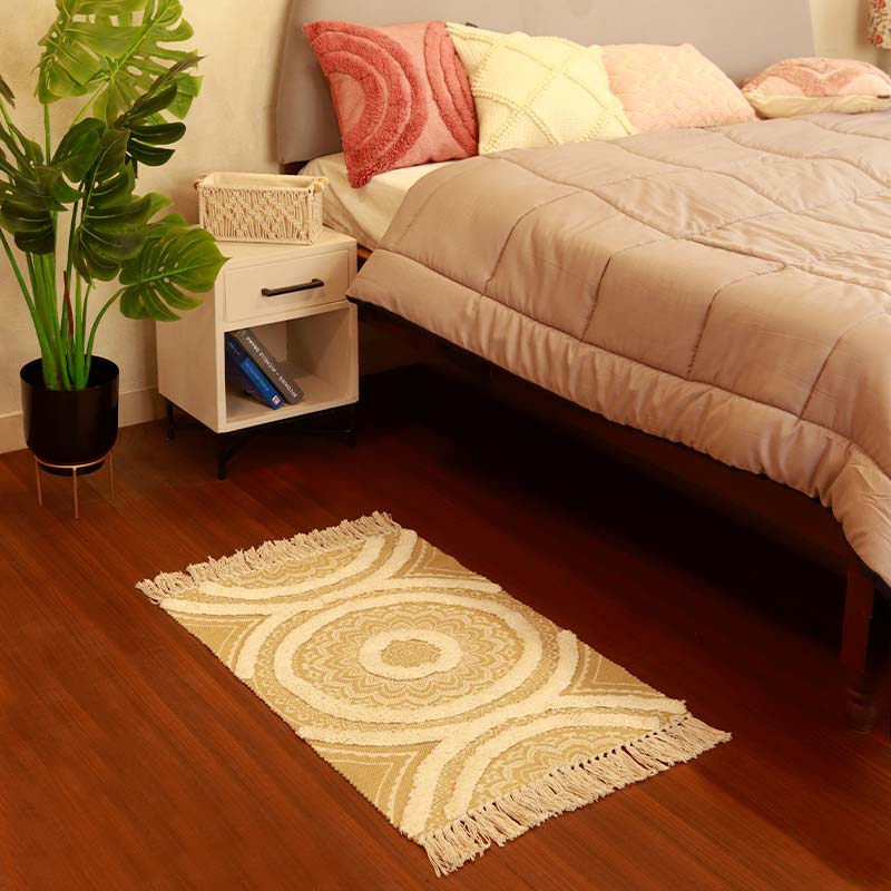 Yellow Tufted Accent Floor Runner