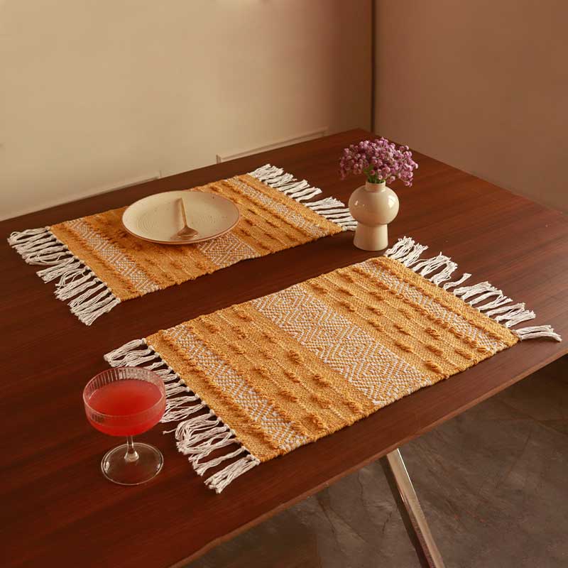 Yellow Table Cotton Tufted Placemats Set of 2