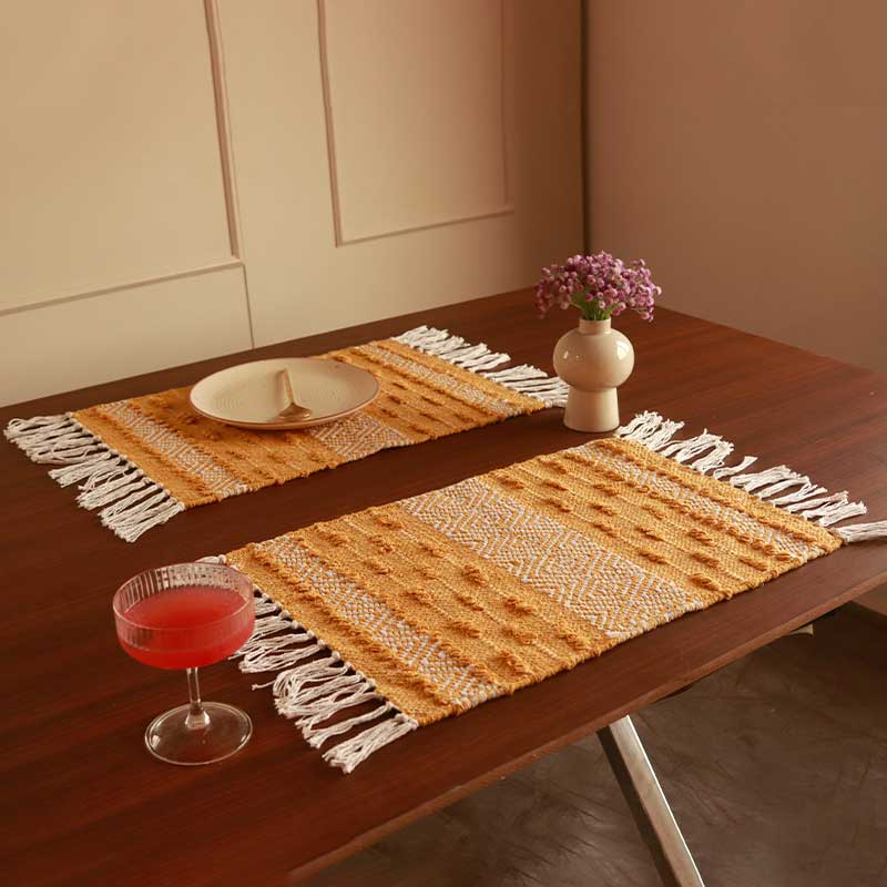 Yellow Table Cotton Tufted Placemats Set of 2