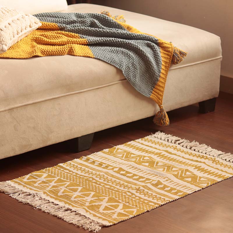 Lime Green Ethnic Accent Floor Mat | 34 x 21 inches