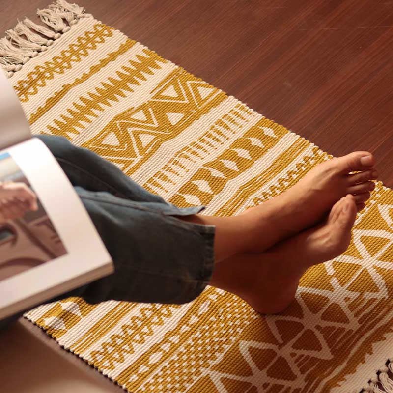 Lime Green Ethnic Accent Floor Mat | 34 x 21 inches