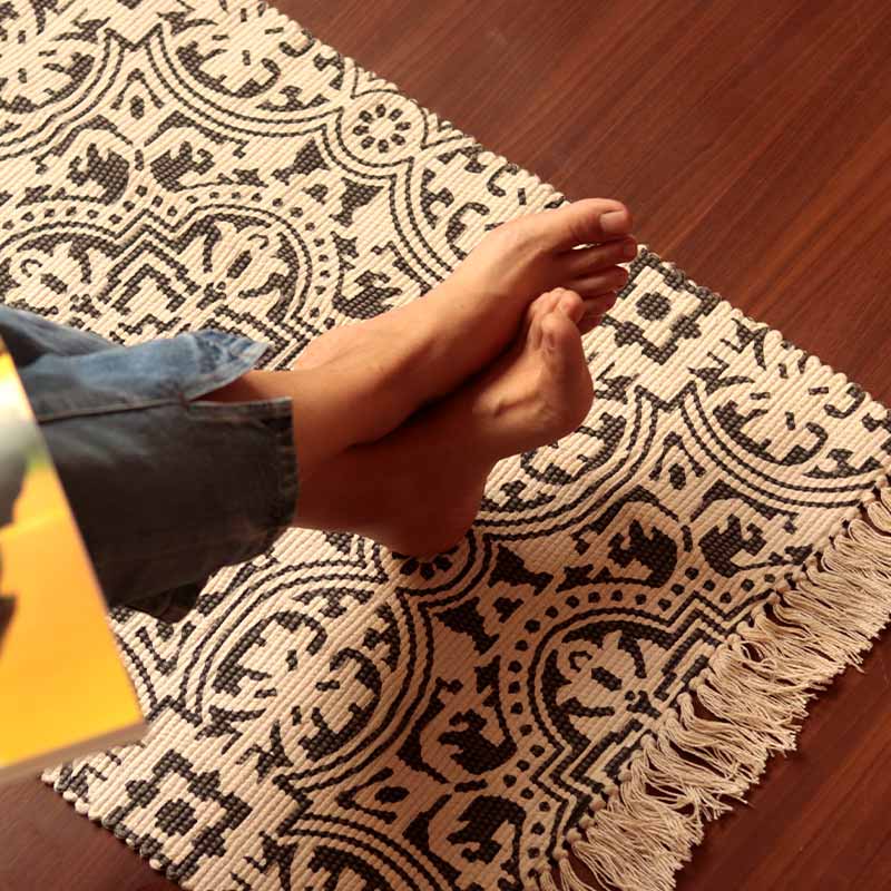 Black & White Accent Floor Mat | 34 x 21 inches