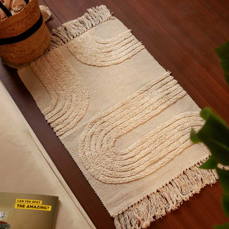 White Tufted Floor Mat | 34 x 21 inches