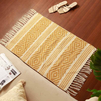 Yellow Bohemian Accent Floor Mat | 34 x 21 inches