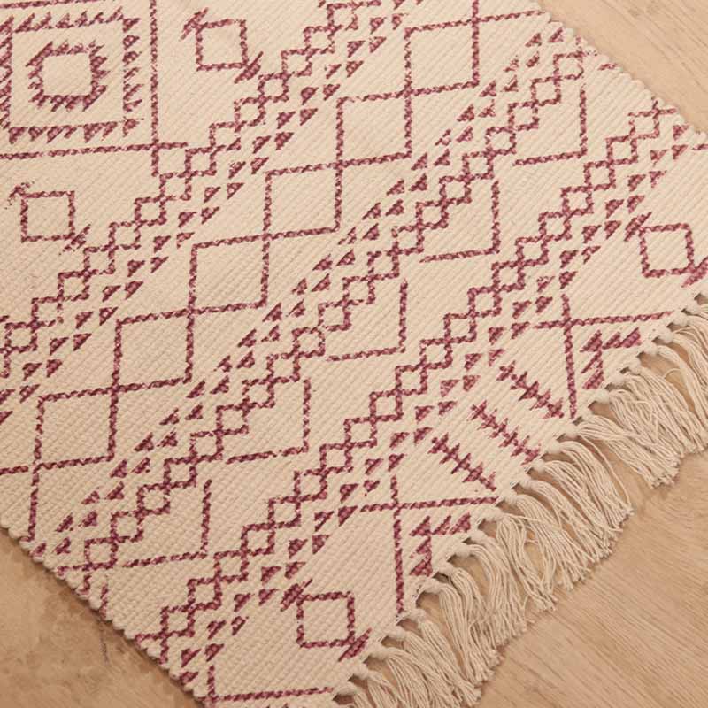 Coral & White Accent Floor Mat | 34 x 21 inches