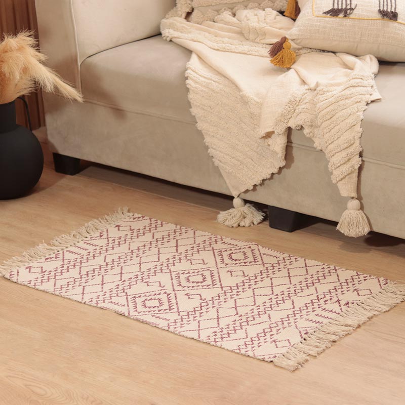 Coral & White Accent Floor Mat | 34 x 21 inches