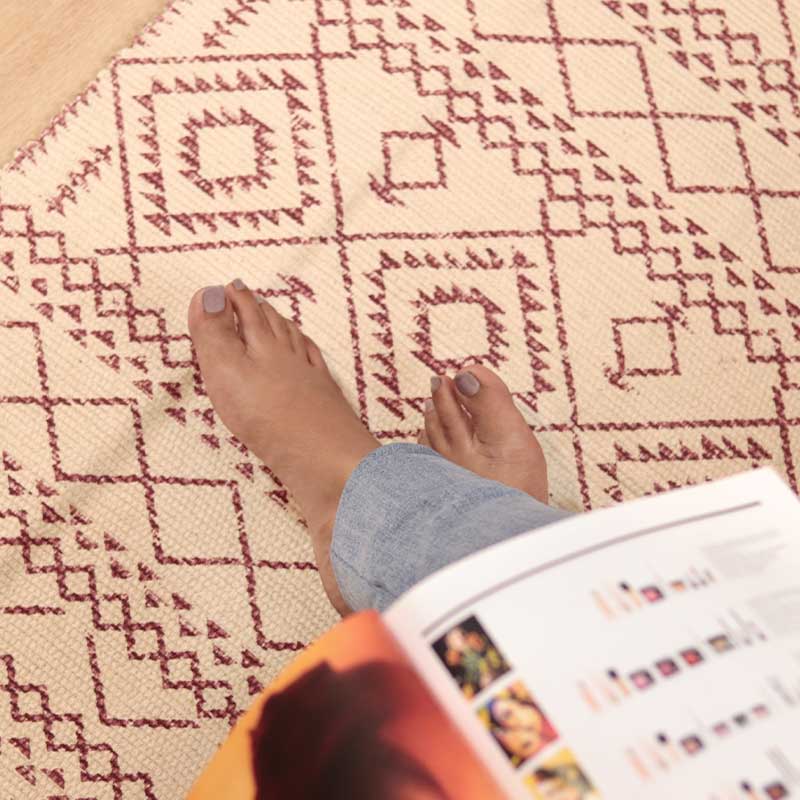 Coral & White Accent Floor Mat | 34 x 21 inches