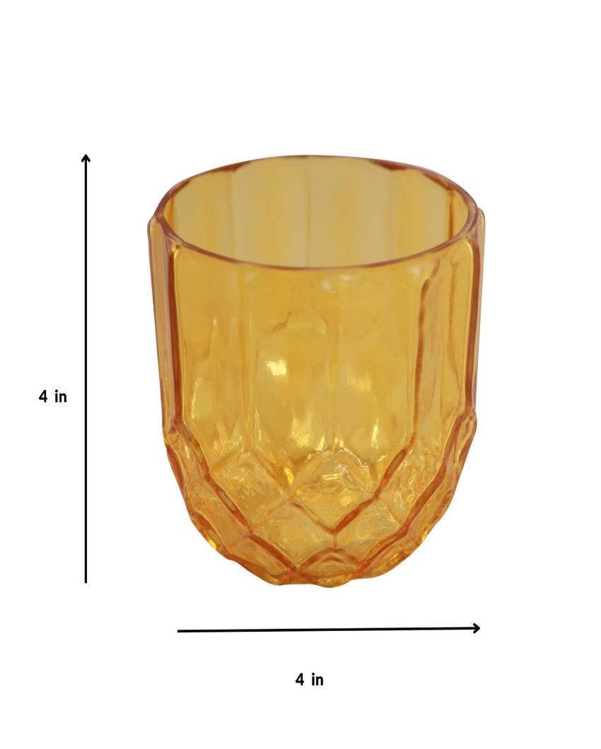 Orange Cut Glass Candle Holder | 4 x 4 inches