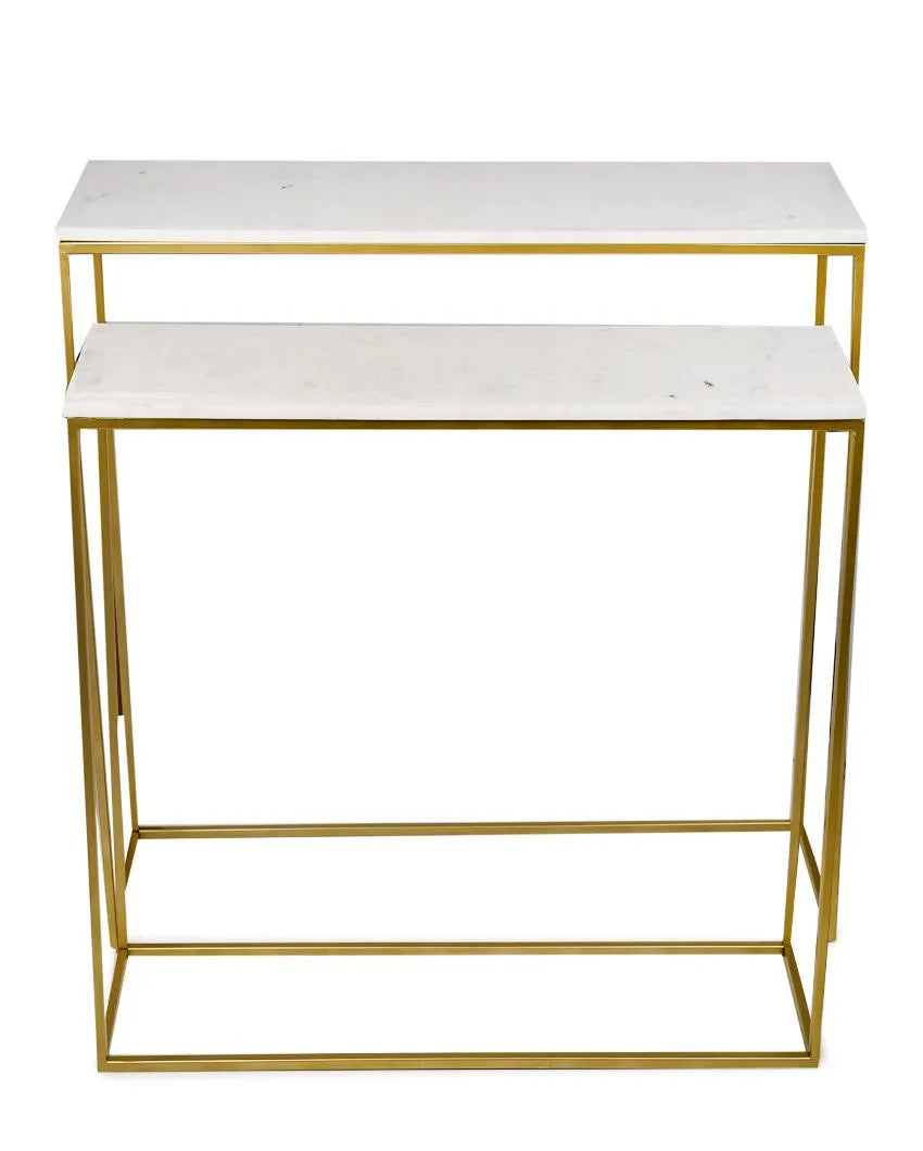 Nested Marble Top Console Table | Set Of 2