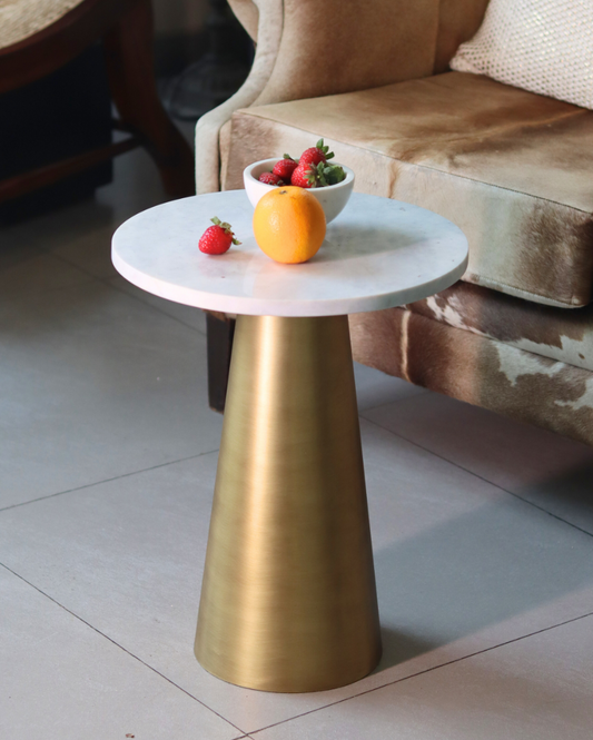 DIMENSION NOT AV | White Marble Table With Gold Base