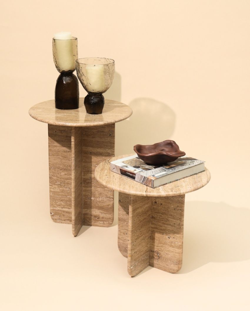 Onyx Travertine Marble Side Table