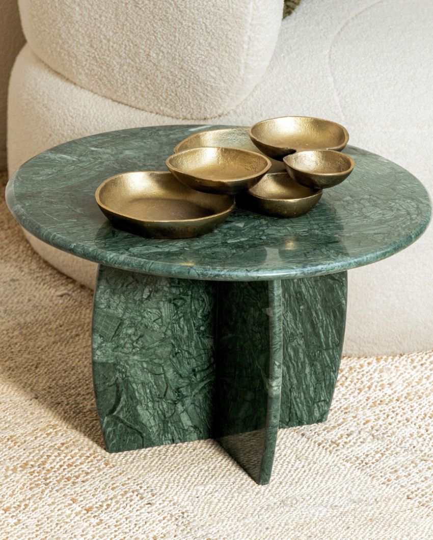 Halo Jade Raio Short Marble Table | 18 x 16 inches