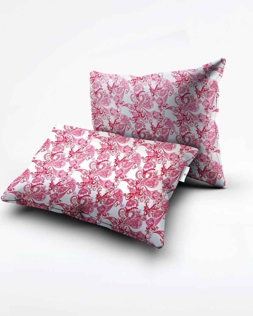 Moontouch Pink Cotton Super King Bed Sheet With Pillow Covers | Pack of 3