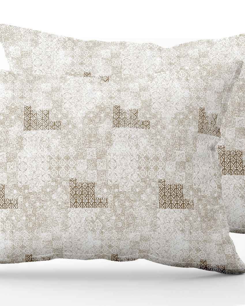 Plushthread Beige Cotton Combed Yarn Super King Bed Sheet With Pillow Covers | Pack of 3