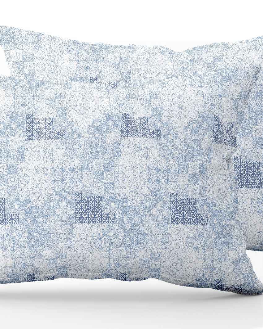 Restsheet Blue Cotton Combed Yarn Super King Bed Sheet With Pillow Covers | Pack of 3