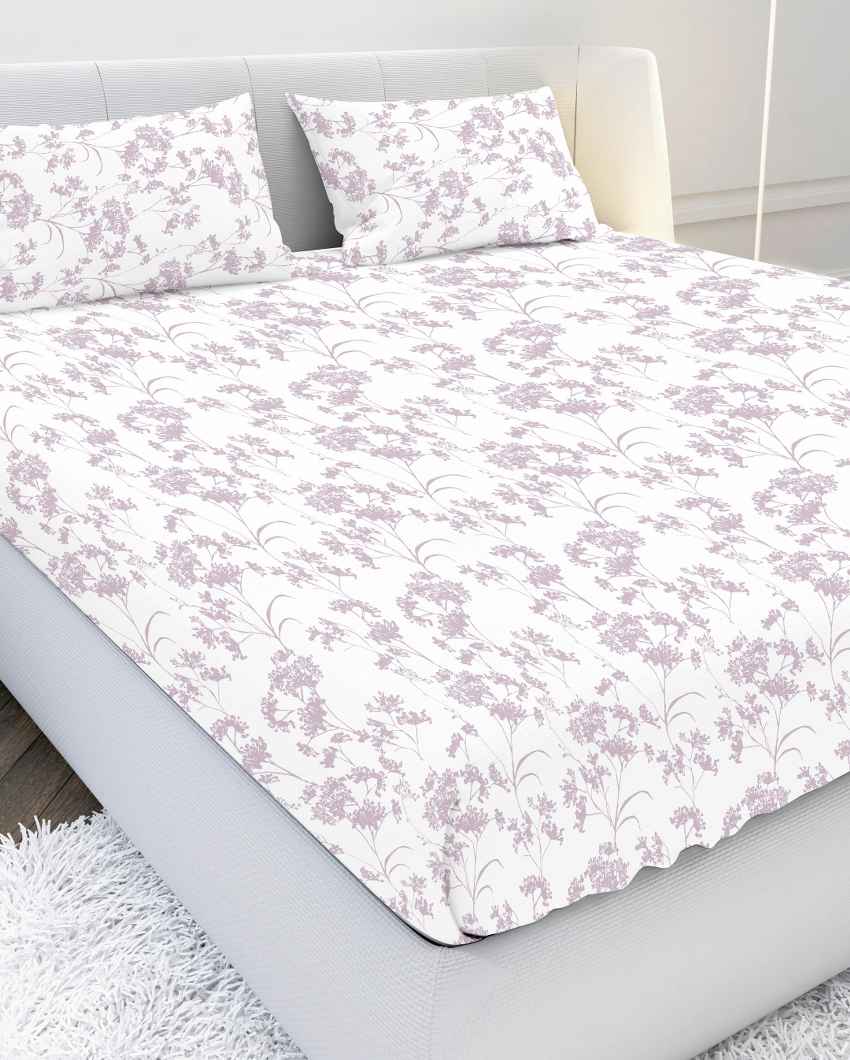Sheetluxe Pink Cotton Combed Yarn Super King Bed Sheet With Pillow Covers | Pack of 3
