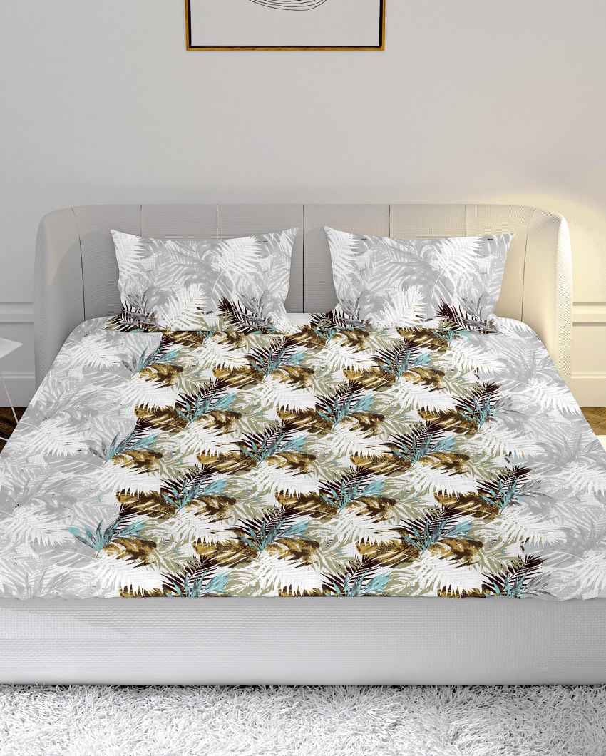 Cottonhaven Earthy Cotton Combed Yarn King Bed Sheet With Pillow Covers | Pack of 3