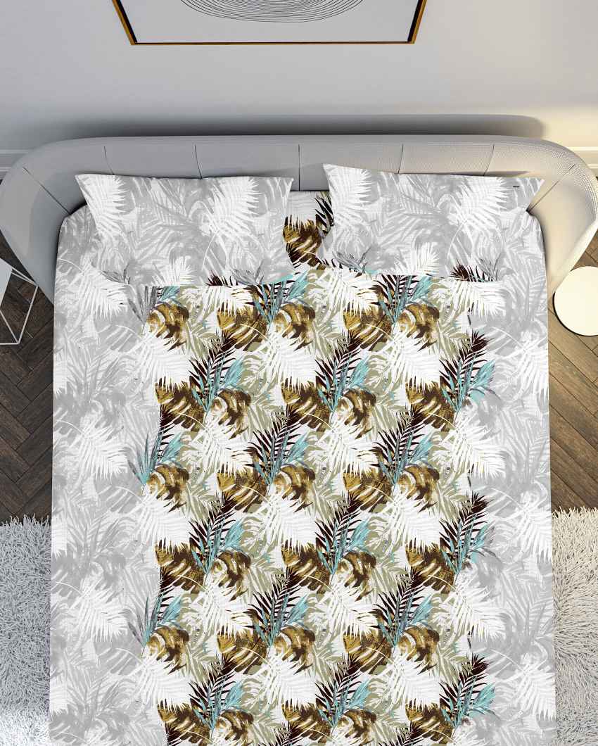 Cottonhaven Earthy Cotton Combed Yarn King Bed Sheet With Pillow Covers | Pack of 3