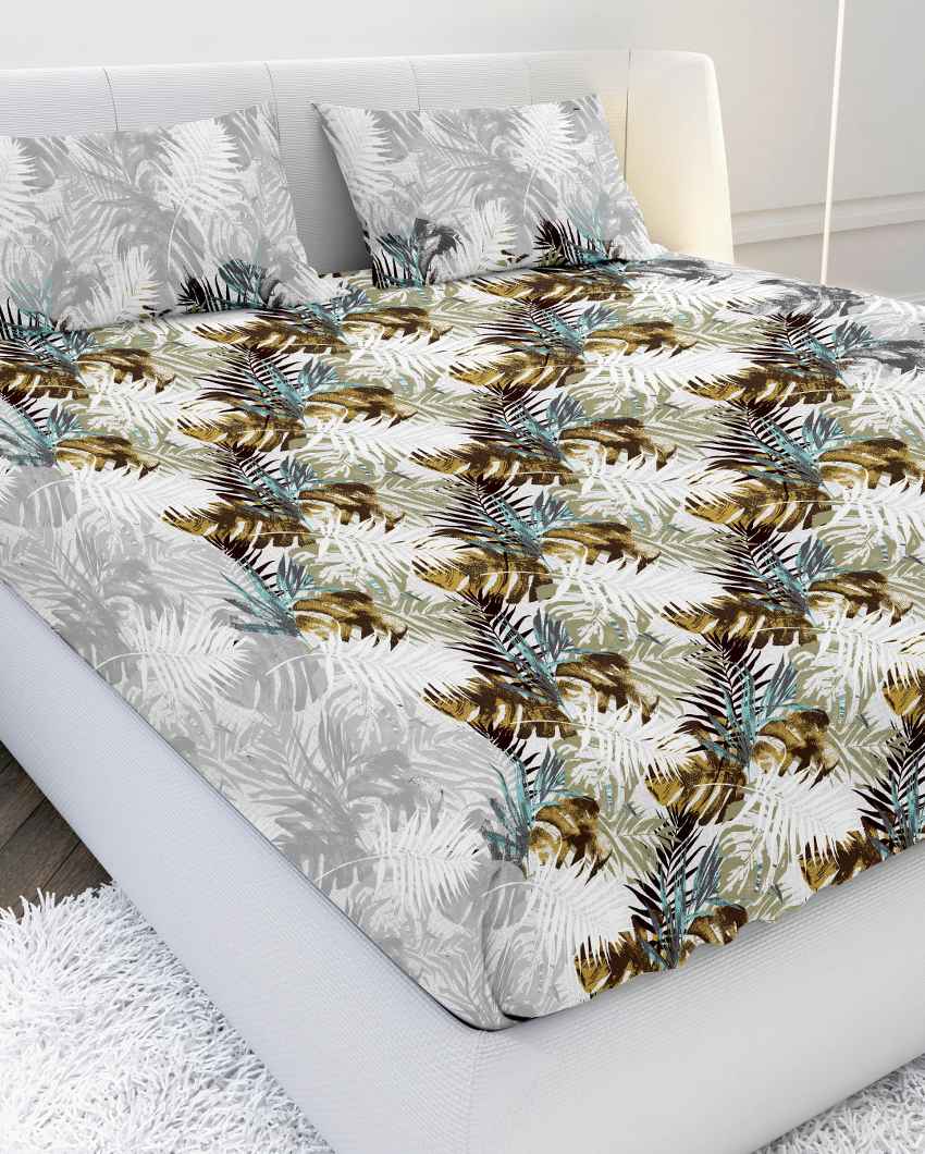 Cottonhaven Earthy Cotton Combed Yarn King Bed Sheet With Pillow Covers | Pack of 3
