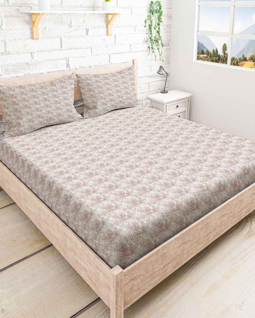 Comfortfold Brown Polycotton Super King Bed Sheet With Pillow Covers | Pack of 3
