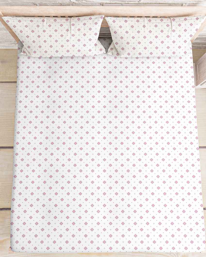 Silkloom Pink Polycotton Super King Bed Sheet With Pillow Covers | Pack of 3