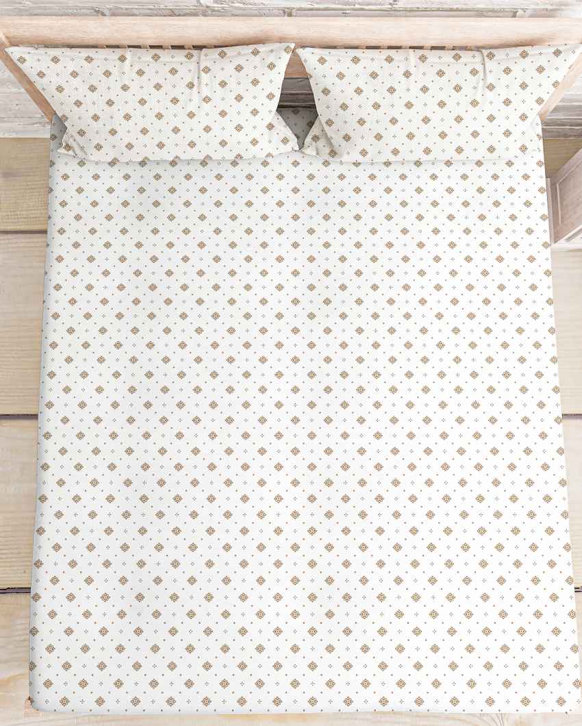 Breezesheet Brown Polycotton Super King Bed Sheet With Pillow Covers | Pack of 3
