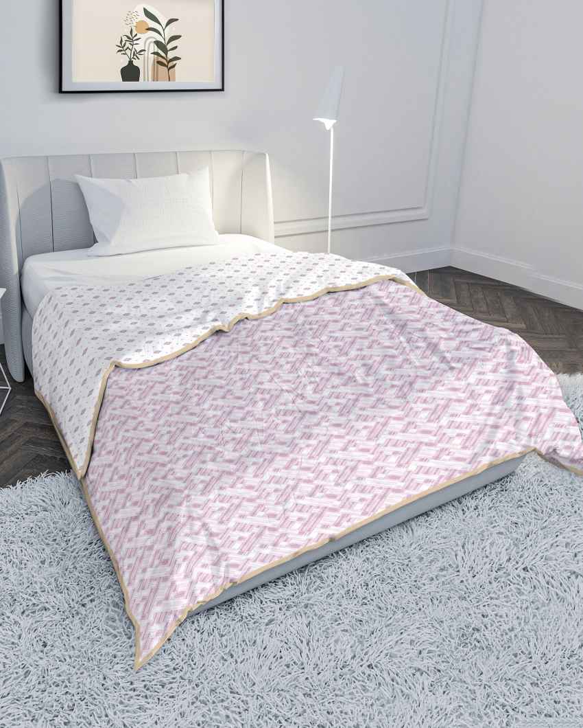 Quiltloom Pink Cotton Single Bed Dohars | Set of 2 | 60 x 88 inches