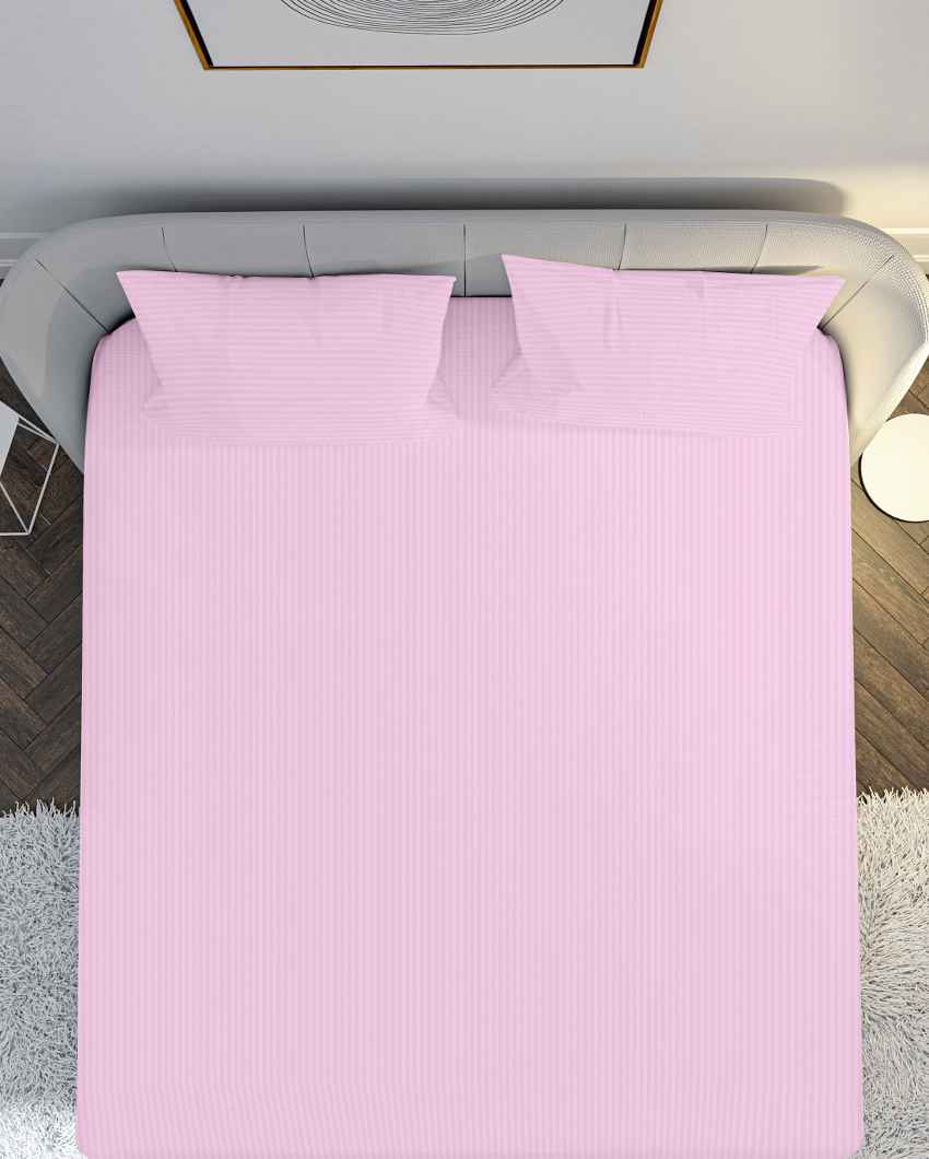Plushduo Baby Pink Cotton Satin Crib Bed Sheet With Pillow Covers | Pack of 3