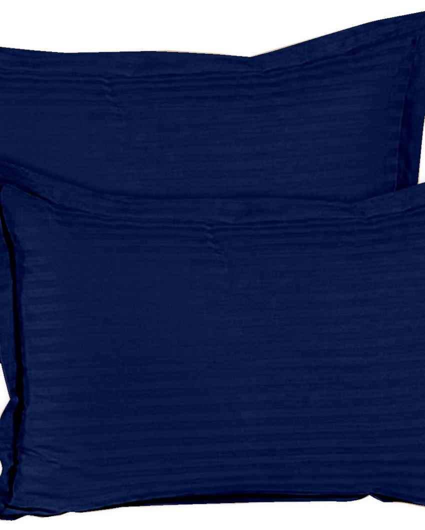 Bedcloud Navy Blue Cotton Satin Crib Bed Sheet With Pillow Covers | Pack of 3