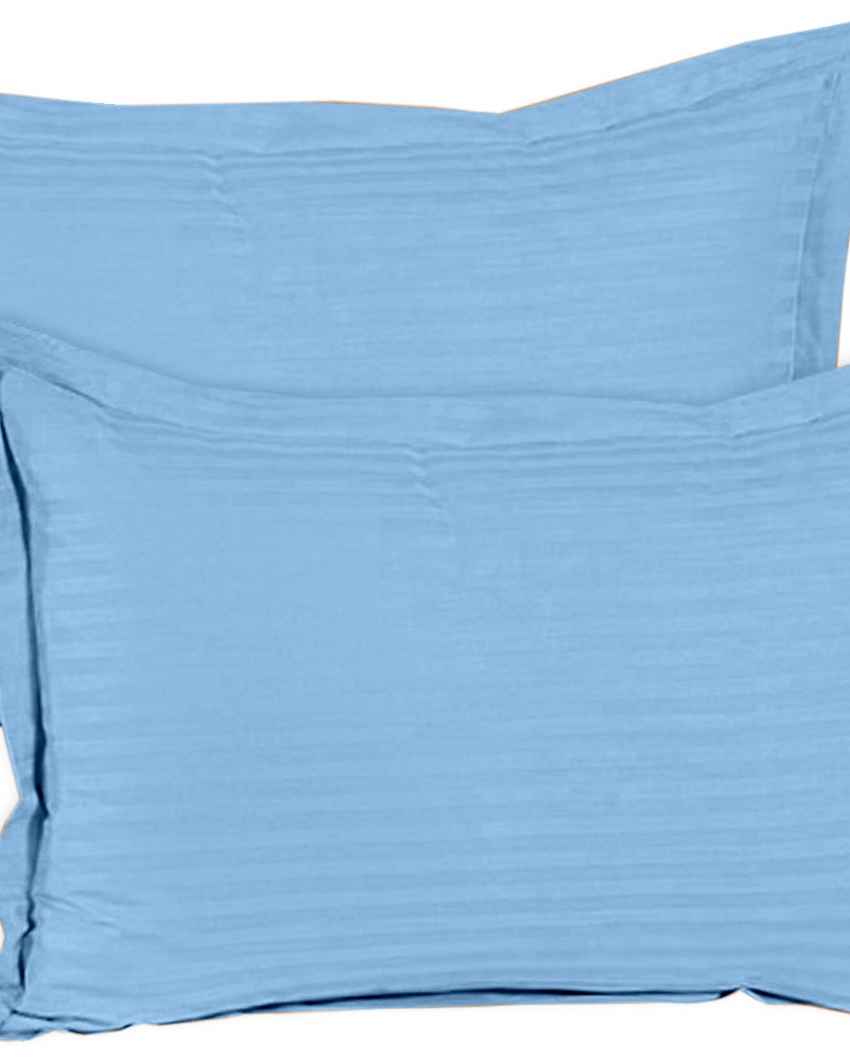 Tuckfield Pearl Blue Cotton Satin Super King Bed Sheet With Pillow Covers | Pack of 3