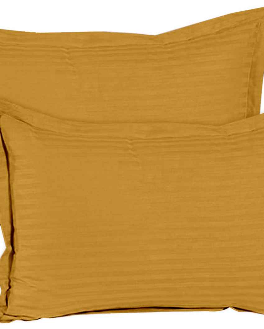 Sleepblank Ochre Yellow Cotton Satin Super King Bed Sheet With Pillow Covers | Pack of 3