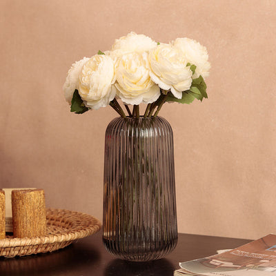 White Artificial Peony Flower Sticks | Set of 10