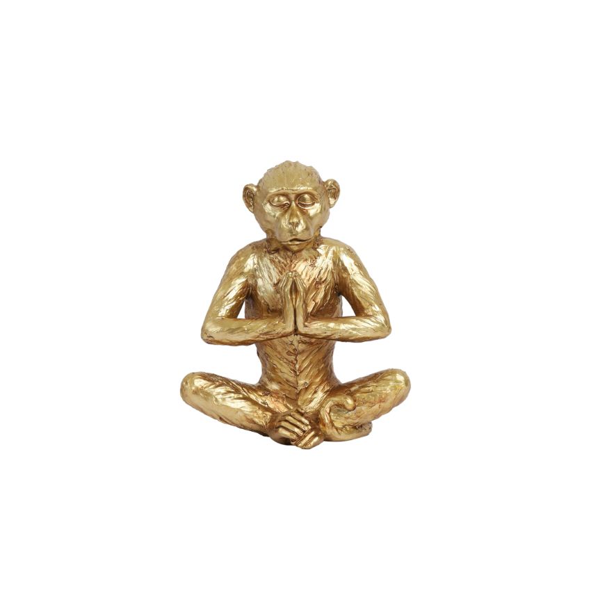 Zen Golden Meditating Monkey Figurine Decor | 6 x 5 x 7 inches