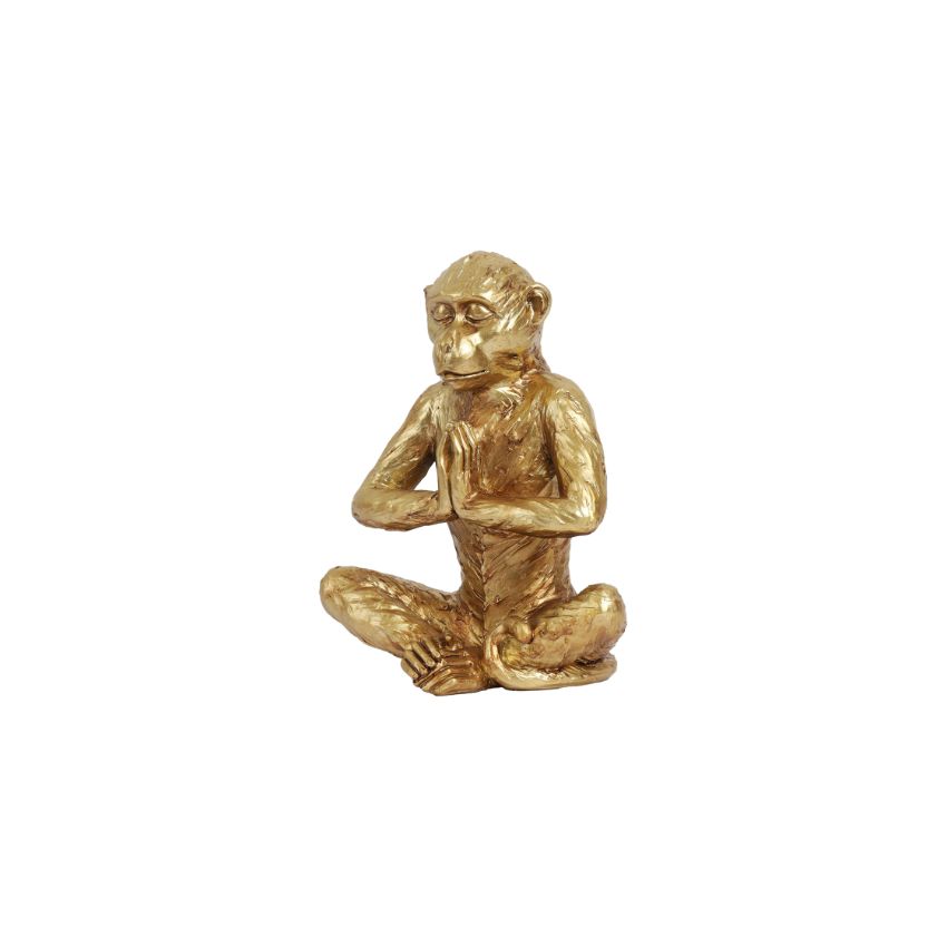 Zen Golden Meditating Monkey Figurine Decor | 6 x 5 x 7 inches