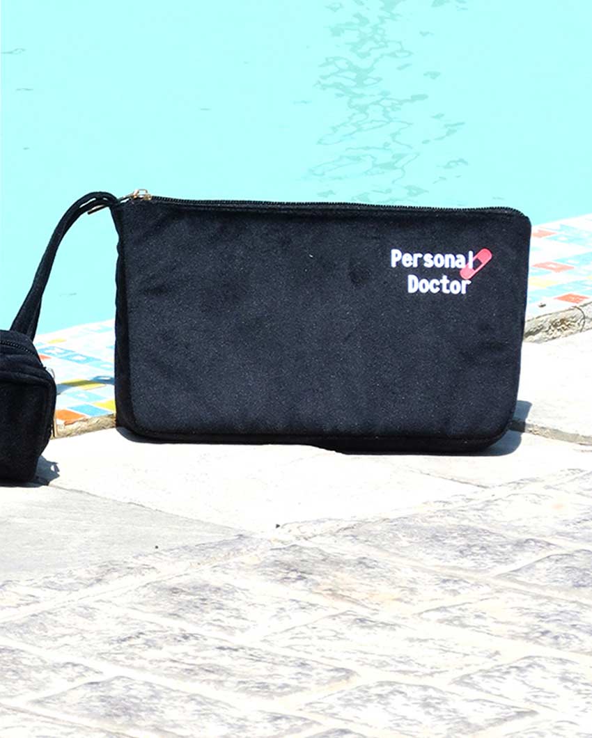 Compact Black Currant Medicine Pouch Bag | 9 X 2 X 6 inches
