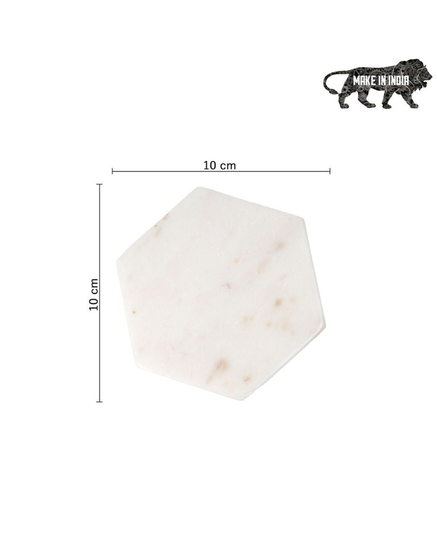 Artistic Inlay Marble Hexagon Coasters with Stand | Set of 5