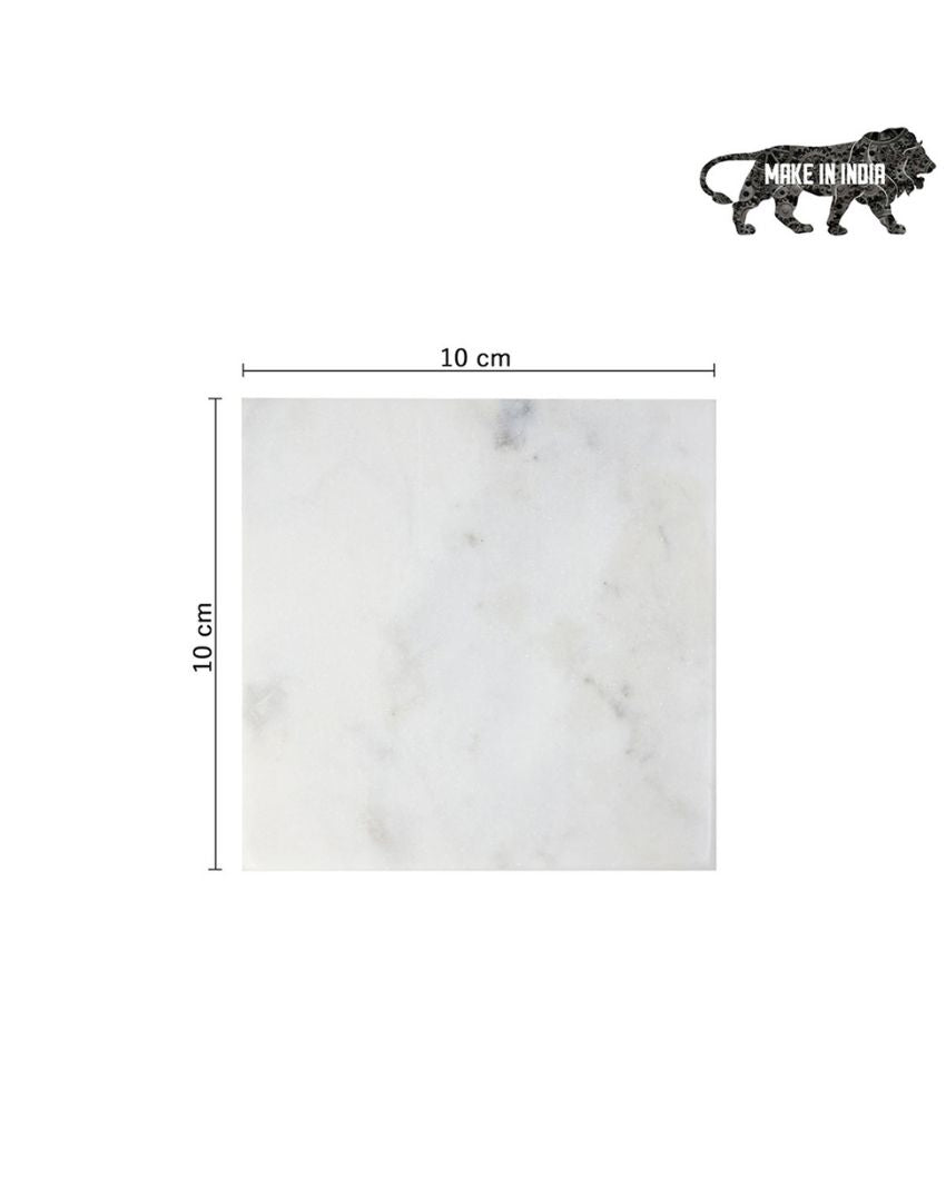 Resilient Surface Marble Square Coasters with Stand | Set of 5