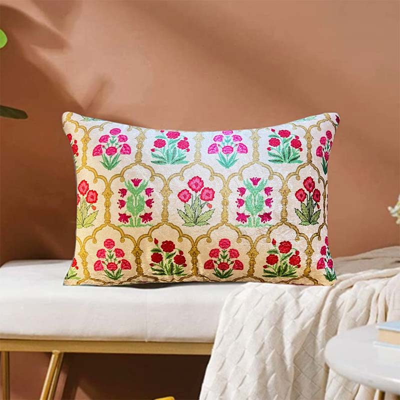 Jaipuri Design Velvet Cushion Cover 12x18 inch Dusaan