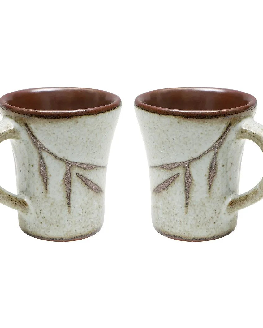 Olive Green Ceramic Moha Mugs | Set Of 2 | 250ml