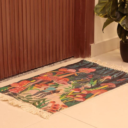 Artistic Mushroom Polyster Printed Doormat | 34 x 21 inches - Dusaan