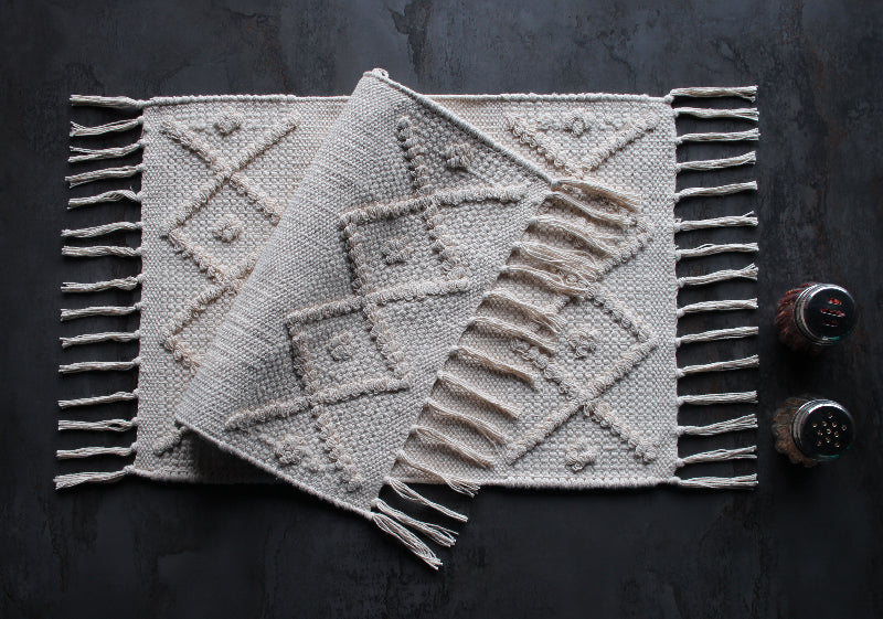 White Diamonds Cotton Tufted Placemats Set of 2